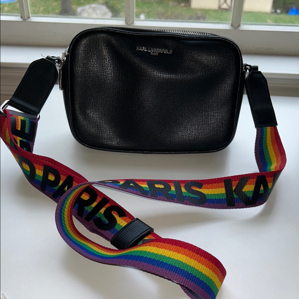 Karl Lagerfeld Black Bag with Multicolor Strap